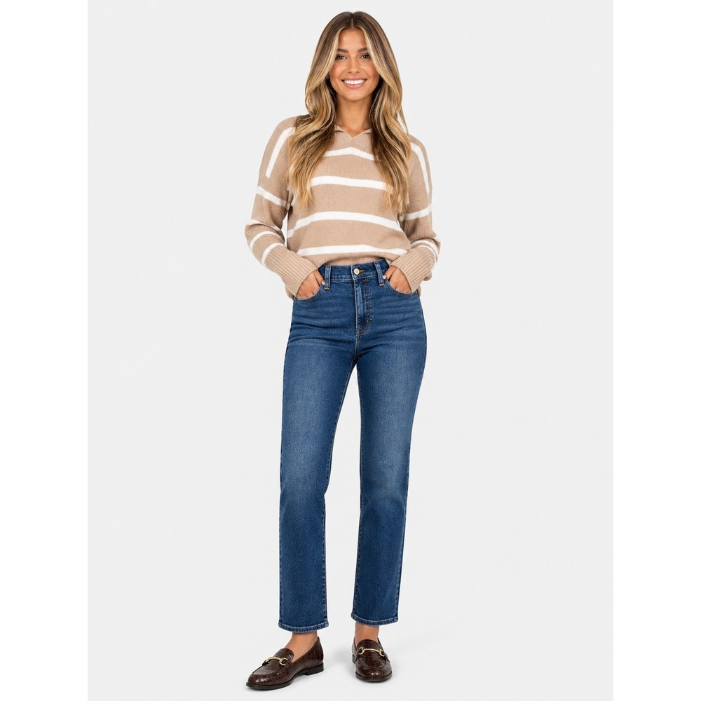 J.Crew Factory Stovepipe Jean High-Rise Signature Stretch Blue‎ Wash Size 27